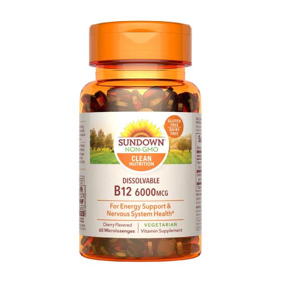 Imagem de Suplemento Sundown, vitamina B12, micropastilhas, 6000mcg, 60 ct