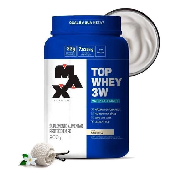 Suplemento Top Whey 3w Max Titanium 900g Menor preço em Suplemento Top Whey 3w Max Titanium 900g
