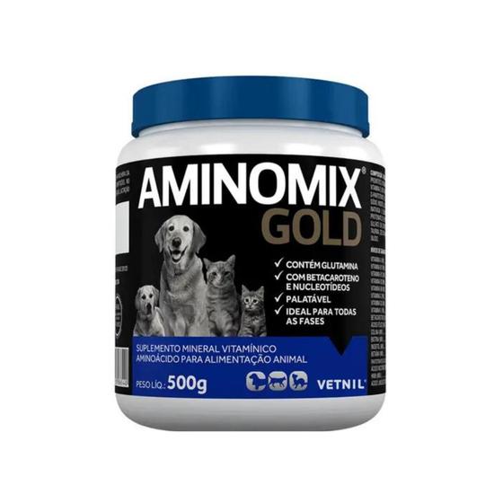 Imagem de Suplemento Vitamínico Aminomix Gold 500g Para Cães E Gatos