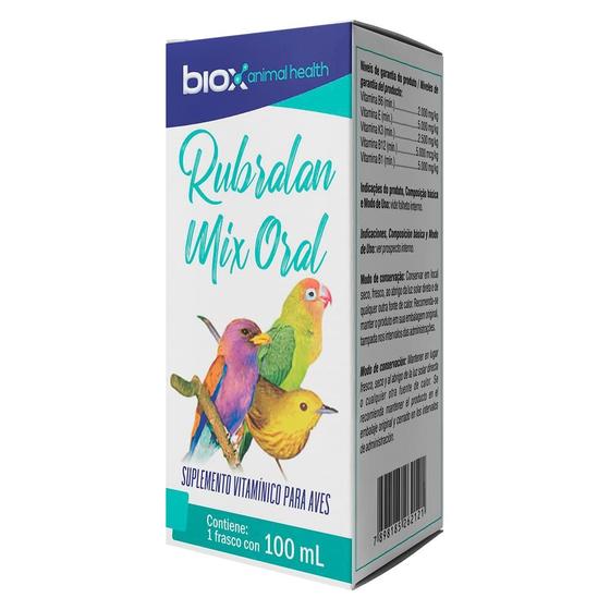 Imagem de Suplemento Vitamínico Biox Rubralan Mix Oral para Aves - 100 mL