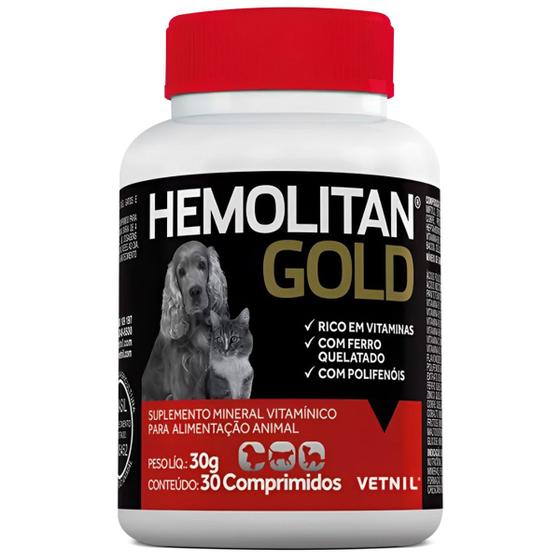 Imagem de Suplemento Vitaminico Hemolitan Gold Vetnil 30Comp.