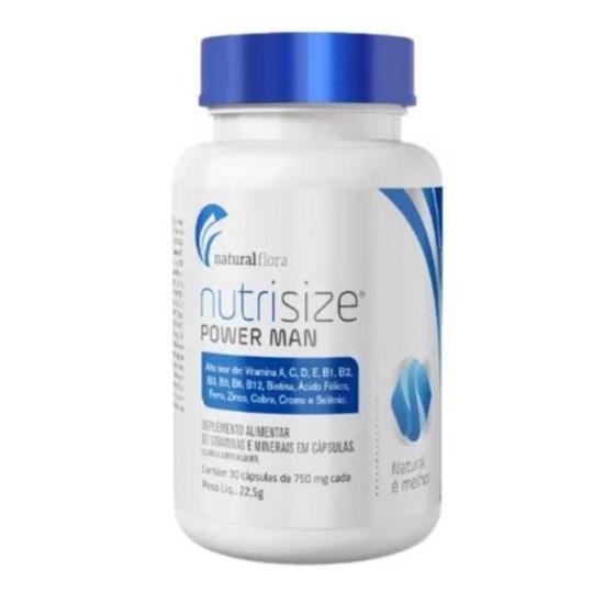Imagem de Suplemento Vitamínico Homen Nutrisize Power Man - Vitaminas Minerais Cabelo Pele Unha 30 caps 750 mg - Natural Flora