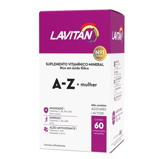 Suplemento vitamínico lavitan a - z mulher com 60 comprimidos 7897947606500 Menor preço em Suplemento vitamínico lavitan a - z mulher com 60 comprimidos 7897947606500
