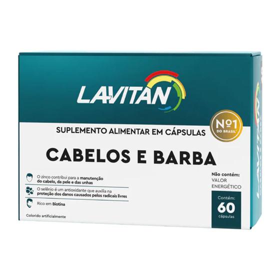 Imagem de Suplemento Vitamínico Lavitan Mineral Cabelos E Barba 60 Cap