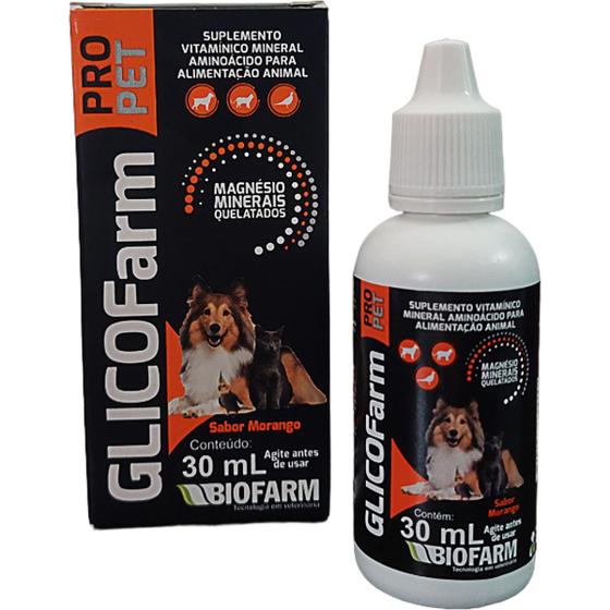 Imagem de Suplemento Vitamínico Mineral Aminoacido Para Alimentação Glicofarm PRO Pet 30ml Biofarm Cães Gatos