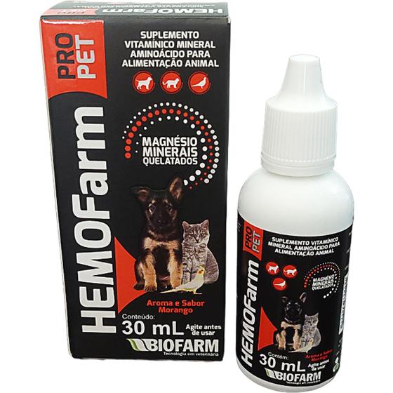 Imagem de Suplemento Vitamínico Mineral Aminoácido para Alimentação HEMOFarm PRO Pet - 30 mL - Biofarm