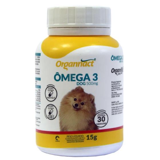 Suplemento Vitamínico Omega 3 Dog 500mg 30 Capsulas Organnact No