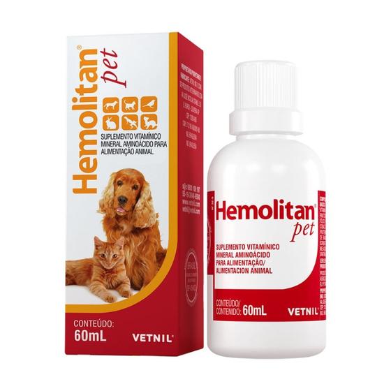 Imagem de Suplemento Vitamínico para Animais Hemolitan Pet 60ml Vetnil