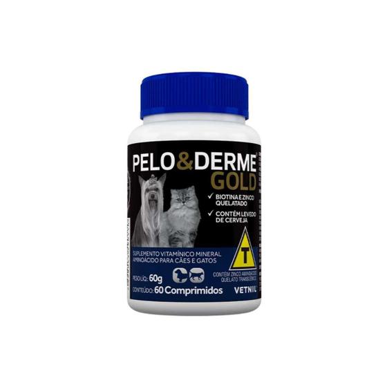 Imagem de Suplemento Vitaminico Pelo & Derme Gold (60g/60 comprimidos) - Vetnil