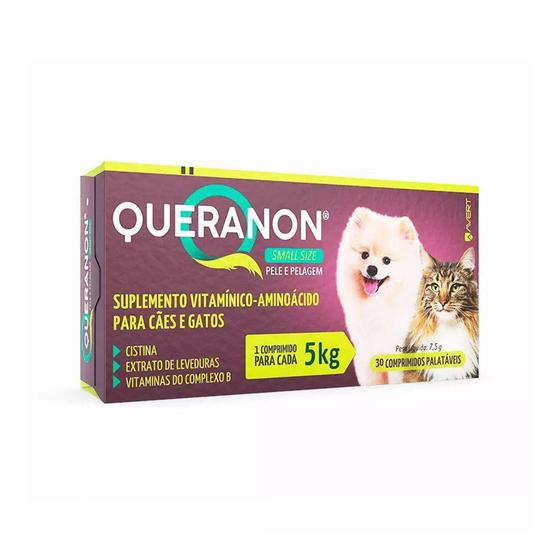 Imagem de Suplemento Vitamínico Queranon Small Size para Cães e Gatos até 5kg 7,5g 30 comprimidos - Avert