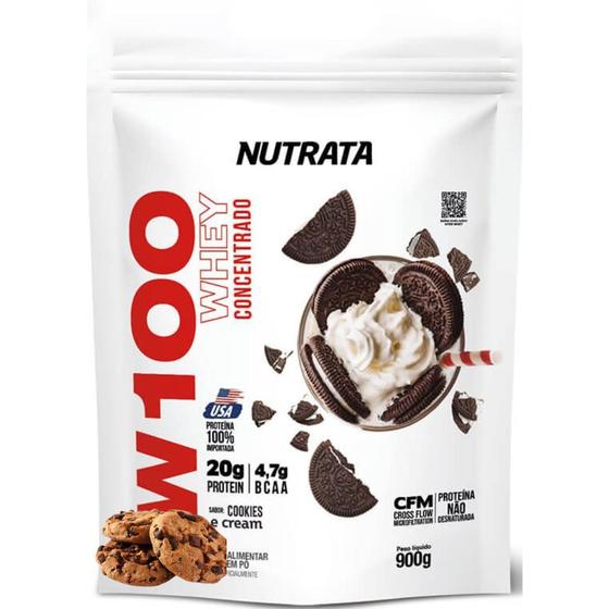 Imagem de Suplemento Whey Protein W100 Nutrata 900g Refil Rende 30 Doses