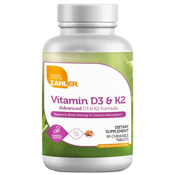 Imagem de Suplemento Zahler de Vitaminas D3 e K2 Mastigáveis - 90 Comprimidos