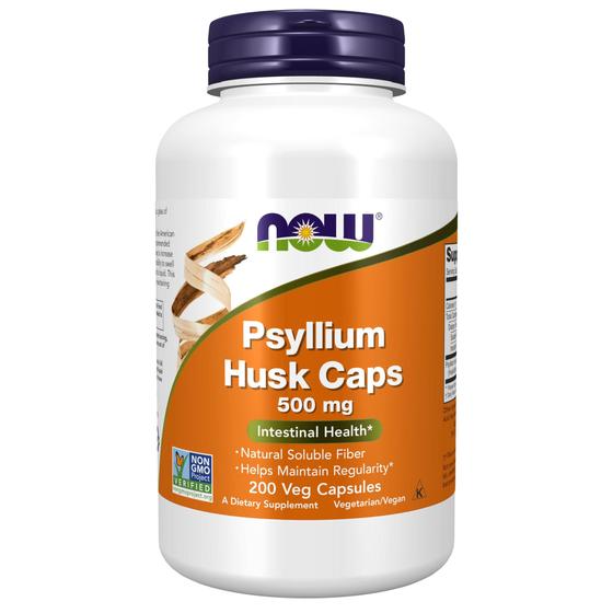 Imagem de Suplementos NOW Psyllium Husk Caps 500 mg 200 cápsulas vegetais