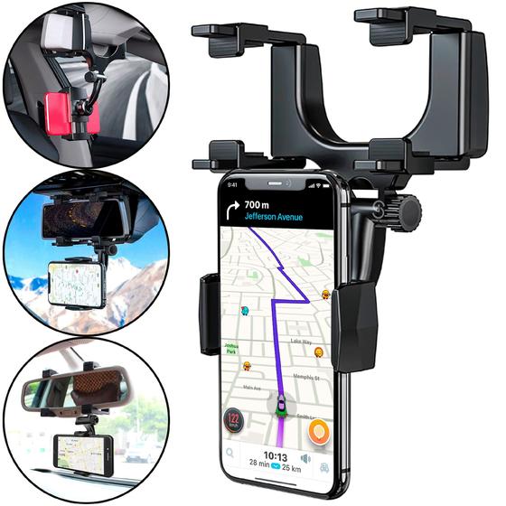 Suporte 360 Ajustavel Para Carro GPS Celular Retrovisor Menor preço em Suporte 360 Ajustavel Para Carro GPS Celular Retrovisor