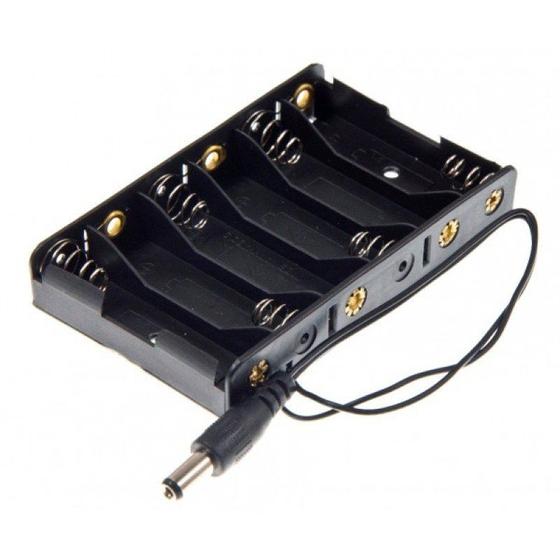 Imagem de Suporte 6 pilhas aa canoa com plug p4 p/ arduino