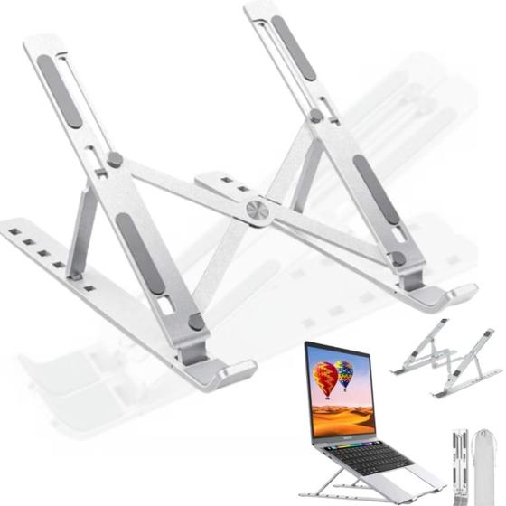 Imagem de Suporte Apoio Base Ergonômico Regulável Aço Notebook/Tablett
