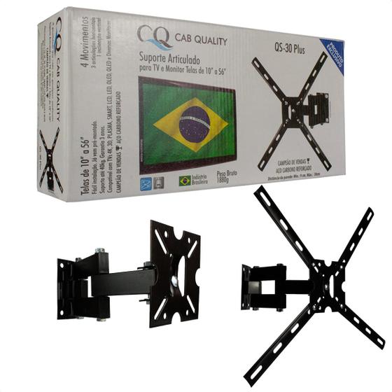 SUPORTE ARTICULADO COM 4 MOVIMENTOS PARA TV E MONITOR TELAS DE 10" A 56" POLEGADAS - QS 30 Plus Menor preço em SUPORTE ARTICULADO COM 4 MOVIMENTOS PARA TV E MONITOR TELAS DE 10" A 56" POLEGADAS - QS 30 Plus