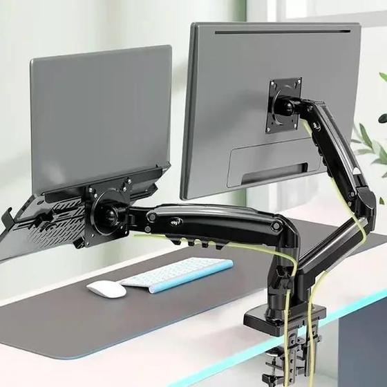 Suporte Articulado de Mesa com Pistão a Gás e Ajuste de Altura para 2 ...