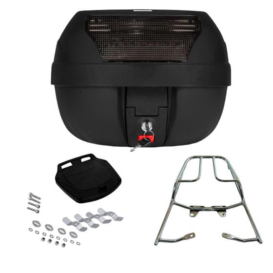 Imagem de Suporte Bagageiro Tubo Titan Fan Start + Baú Bauleto 28L Pro Tork Para Moto