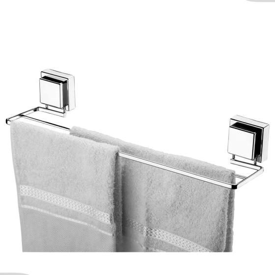 Suporte Banheiro Porta Toalha Toalheiro De Banho Duplo Com Ventosa Sem Furo Cromado Future Menor preço em Suporte Banheiro Porta Toalha Toalheiro De Banho Duplo Com Ventosa Sem Furo Cromado Future