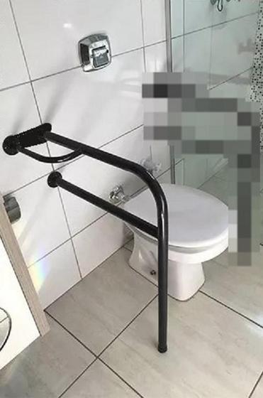 Imagem de Suporte Barra Apoio Lateral Com Pé Para Banheiro Idosos Portadores Necessidades Deficientes