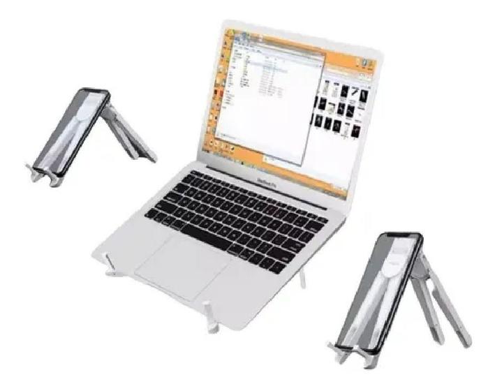 Imagem de Suporte Base de Mesa Notebook Celular Livros Tablet Regulavel Ajustável Dobrável Portatil Ergonomico