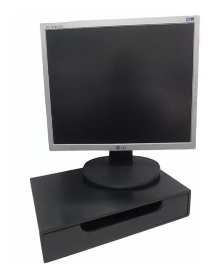 Imagem de Suporte Base Para Monitor D Mesa Com 1 Gaveta Multiuso Preto