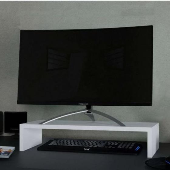 Suporte Base Para Notebok Escritório Monitor Mesa 63x20x10cm branco ...