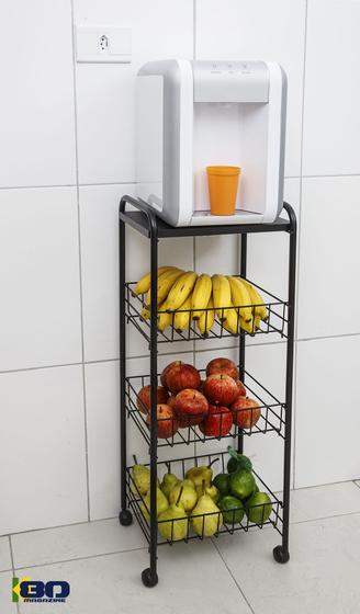 Imagem de Suporte Bebedouro Purificador Fruteira Organizador Cozinha 3 Andar Preto 50 Meses Garantia