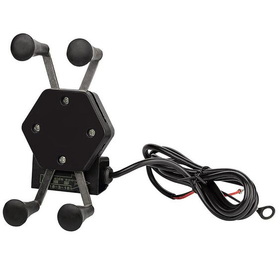 Imagem de Suporte Carregador USB Para Celular Gps Moto Universal