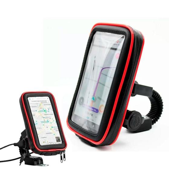 Imagem de Suporte Celular Moto Carregador Usb Case A Prova D'agua 360 - Mundo Bikes