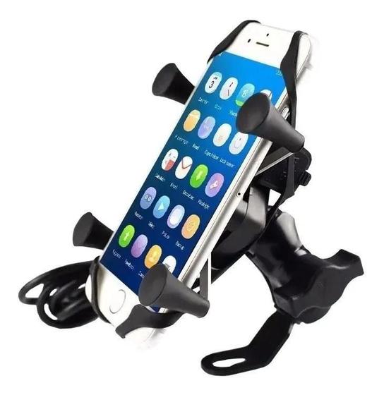 Imagem de Suporte Celular Moto Com Carregador Universal Usb Garra X