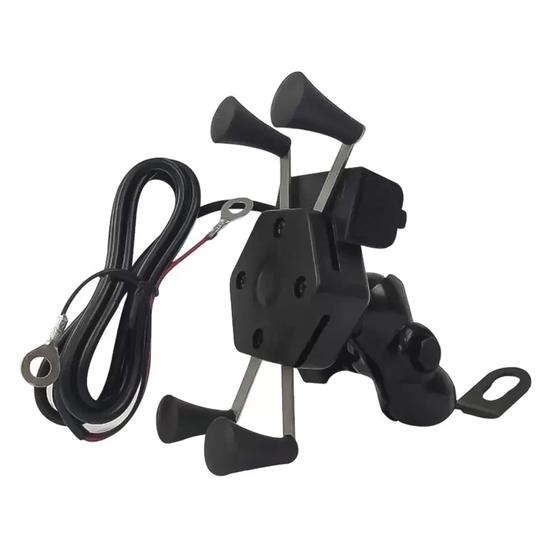 Imagem de Suporte Celular Motocicleta Com Carregador Universal Usb