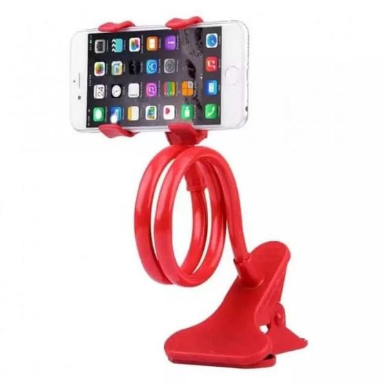 Imagem de Suporte Celular Universal Flexível Pescoço Ganso Vermelho