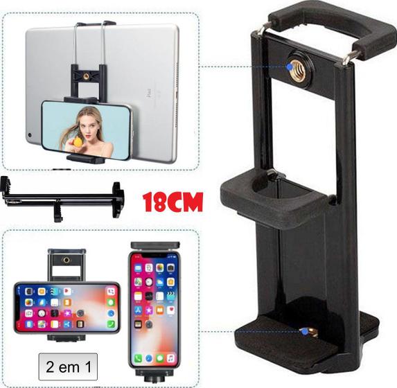 Suporte Clip Apoio Ajustável Tablet Celular Smartphone Universal Encaixe Tripé Pedestal Rosca 1/4 - Riosul Store Imagem de Suporte Clip Apoio Ajustável Tablet Celular Smartphone Universal Encaixe Tripé Pedestal Rosca 1/4