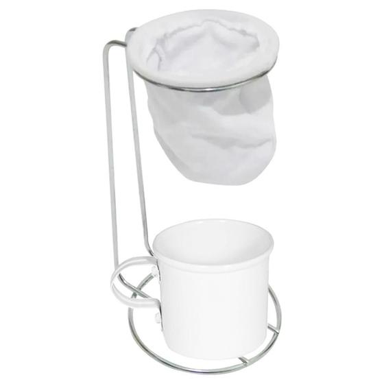 Imagem de Suporte Coador De Café Cromado E Caneca Decor - Branca