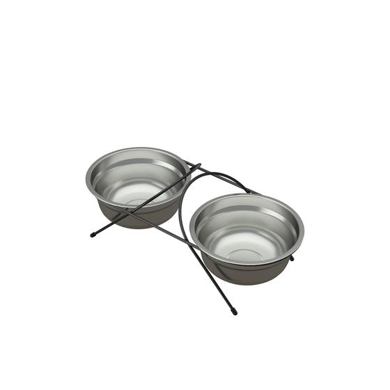 Suporte Comedouro Pet Duplo Aramado Aço Preto Fosco Pote Pequeno Inox - 1483 Stolf Imagem de Suporte Comedouro Pet Duplo Aramado Aço Preto Fosco Pote Pequeno Inox - 1483 Stolf
