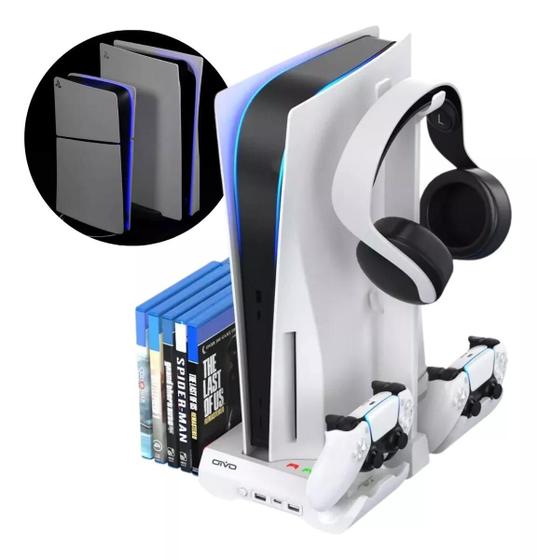 Imagem de Suporte Cooler Ps5 C/ Carregador Duplo Controle Fone Base