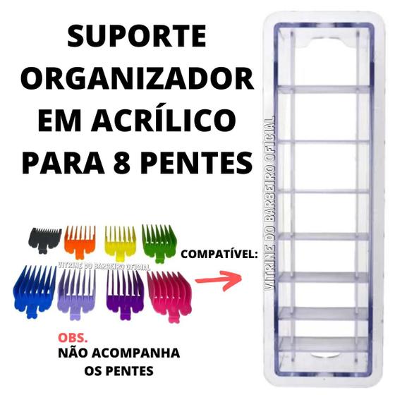 Imagem de Suporte De Acrílico Para 8 Pentes De Máquinas Cabeleireiro