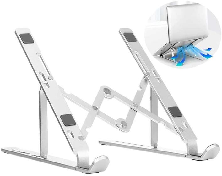 Suporte De Alumínio Ajustável/Regulável Para Notebook E Macbook Escritório Menor preço em Suporte De Alumínio Ajustável/Regulável Para Notebook E Macbook Escritório