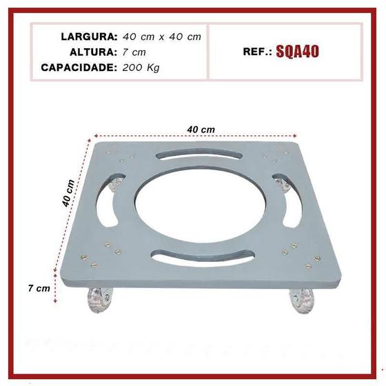 Imagem de Suporte De Alumínio Com Rodízios Gel Para Vaso Quadrado 40Cm