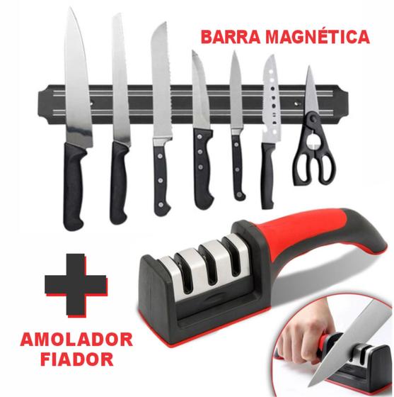 Imagem de Suporte De Barra Com Imã E Afiador De Facas Para Sua Cozinha