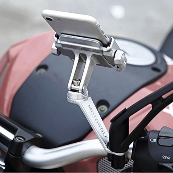 Suporte De Celular Motowolf em Alumínio Para Moto, Prata Menor preço em Suporte De Celular Motowolf em Alumínio Para Moto, Prata