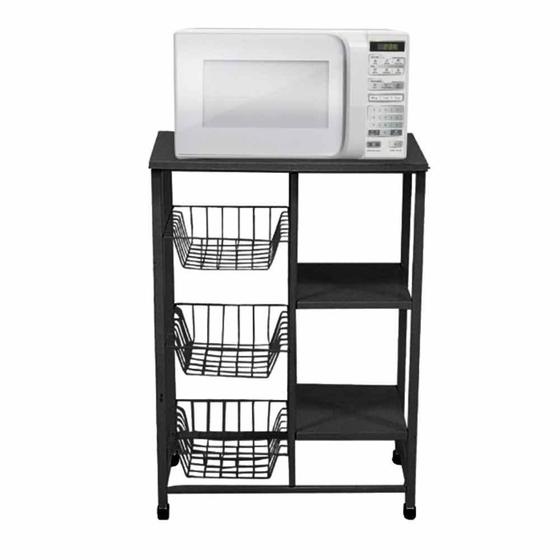 Imagem de Suporte De Chão Para Microondas Forno Elétrico Filtro De Água Com Fruteira E Prateleiras Reforçada Multiuso