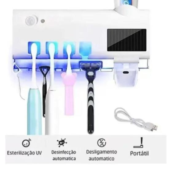 Imagem de Suporte de Escova de Dentes com Esterilizador UV + Dispenser Automático  Design Moderno