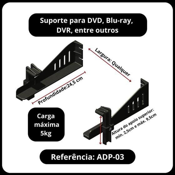 Imagem de Suporte De ferro de Parede fixo Para aparelhos Dvd Receptores Dvr Com Haste Flexivel 24,5 comprimento com altura flexivel