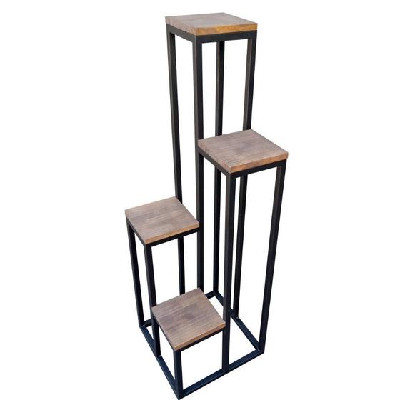 Suporte de Ferro e Madeira Estilo Industrial - Para Vasos de Flores e Plantas Menor preço em Suporte de Ferro e Madeira Estilo Industrial - Para Vasos de Flores e Plantas
