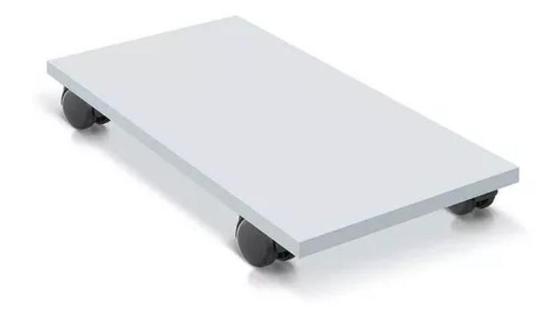 Imagem de Suporte De Gabinete Cpu Computador Branco Com Rodas Em Mdf
