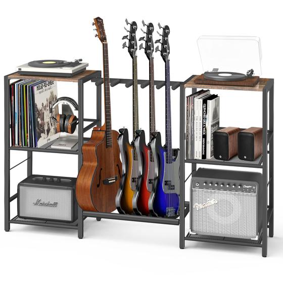 Imagem de Suporte de guitarra MOSAMNI Record Player com prateleira de 3 camadas