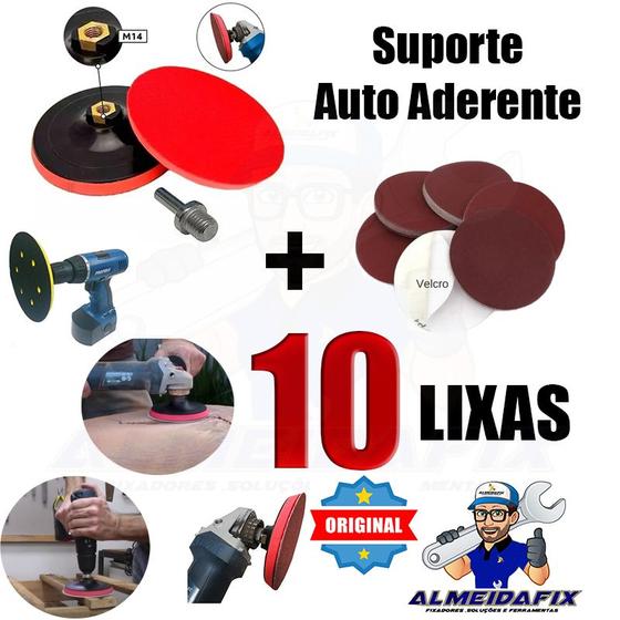 SUPORTE DE LIXA AUTO ADERENTE 125mm + 10 DISCOS DE LIXA + ADAP. PARA USO EM FURADEIRA/PARAFUSADEIRA Menor preço em SUPORTE DE LIXA AUTO ADERENTE 125mm + 10 DISCOS DE LIXA + ADAP. PARA USO EM FURADEIRA/PARAFUSADEIRA